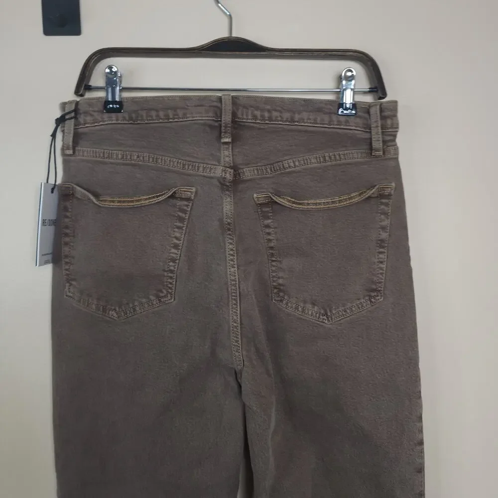 Re/Done 70s High-Rise Stove Pipe Jeans in Chocolate Size 30